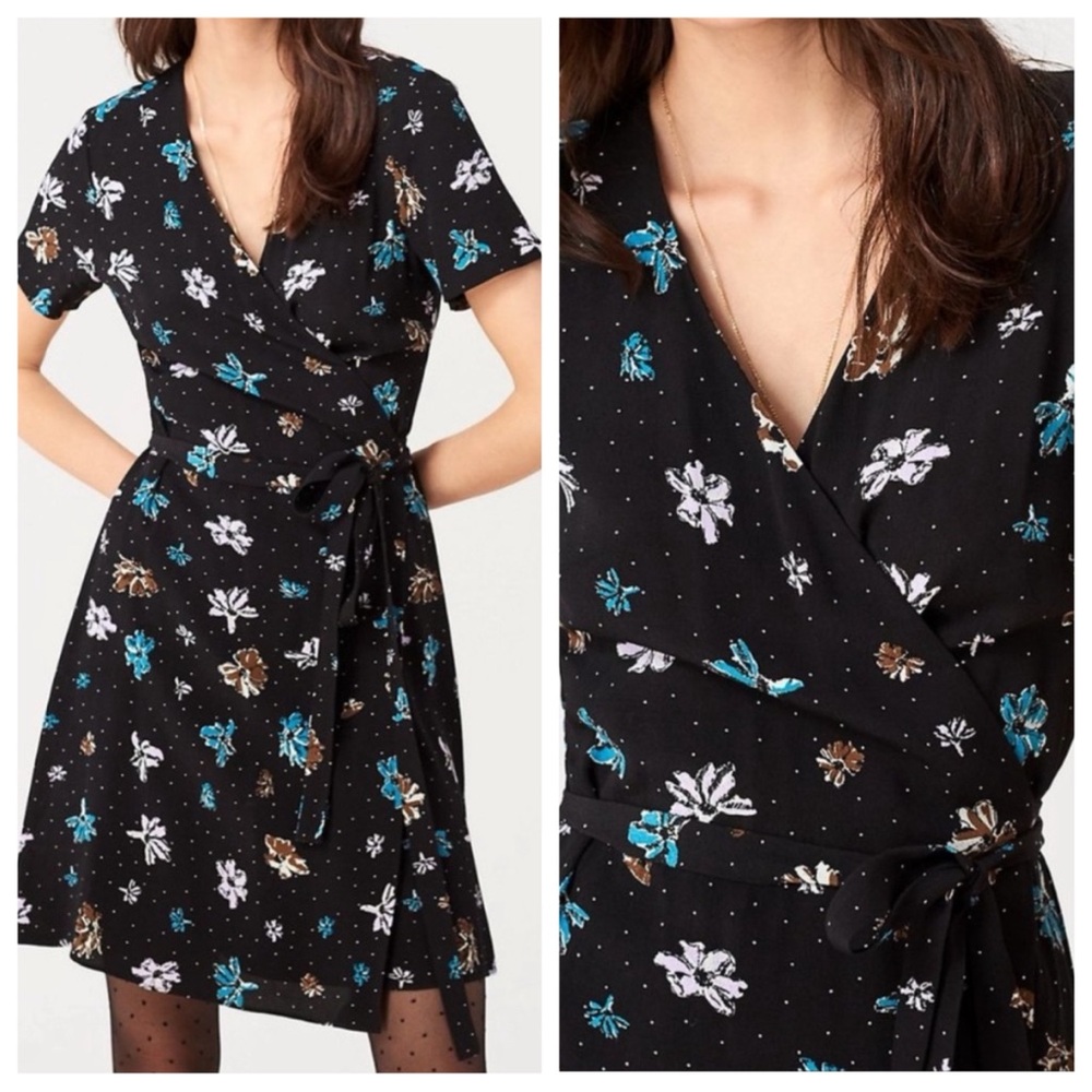 NWT DVF Savilla ice dot black wrap dress Small